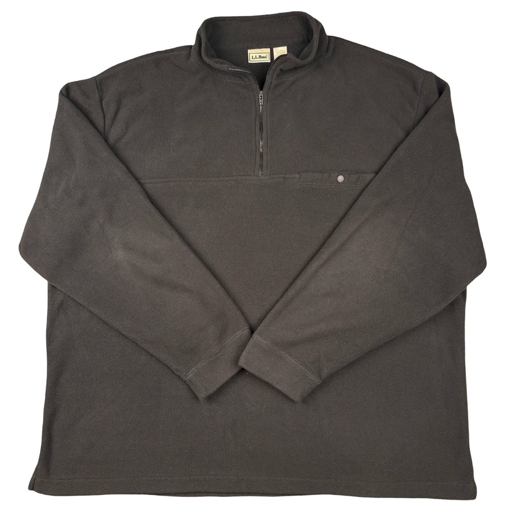 LL Bean Mens XXL Black Fleece Pullover Quarter Zip Jacket Outdoor